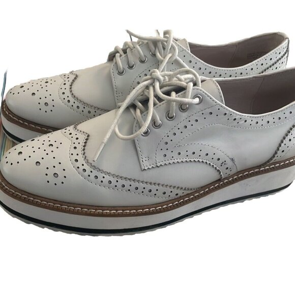Shellys London Platform lace up Shoes White Leather Sneaker Made in Spain 9 - Picture 5 of 6